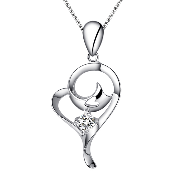 美人-白18K金钻石吊坠