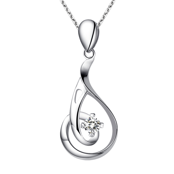 瓶中信-白18K金钻石吊坠