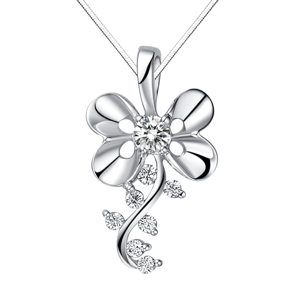 紫藤花-白18K金钻石吊坠