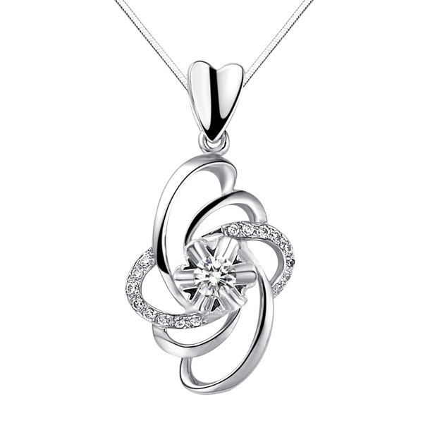 心舞-白18K金钻石吊坠
