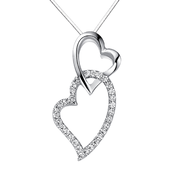 默契-白18K金钻石吊坠