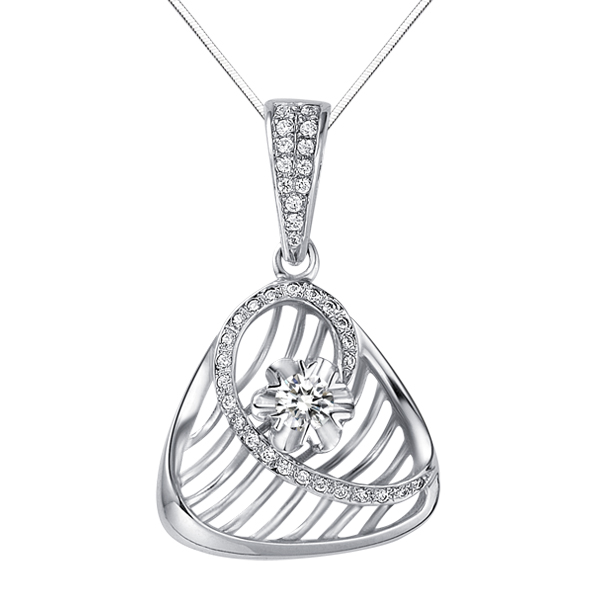 陌上花开-白18K金钻石吊坠