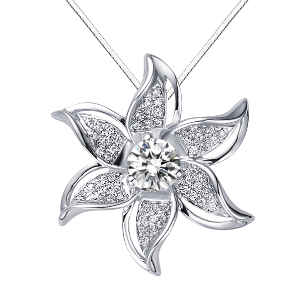 龙舌兰-白18K金钻石吊坠