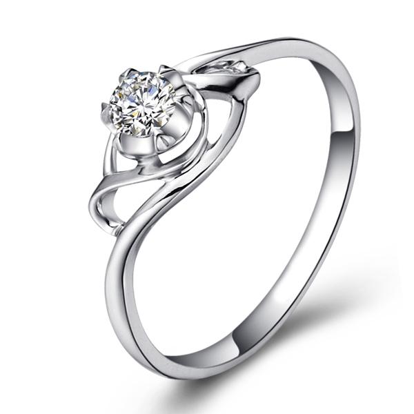 回忆潺流-白18K金钻石戒指