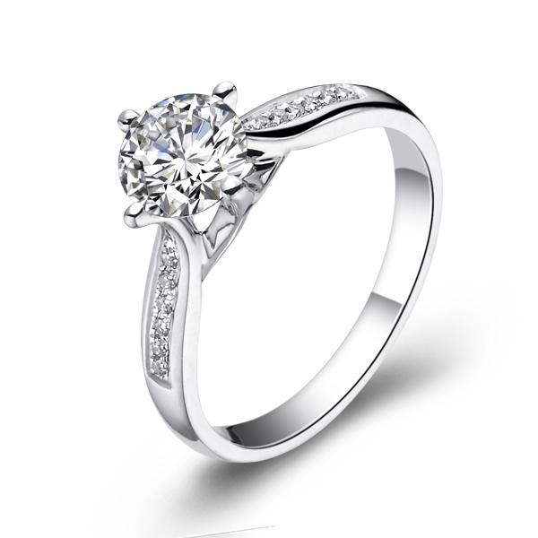 只此一人-白18K金钻石戒指