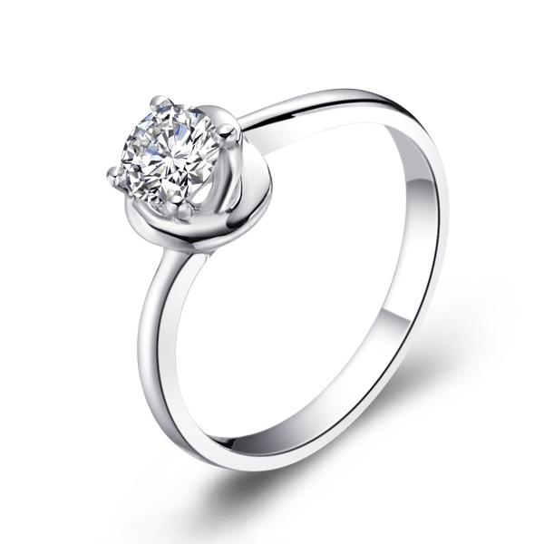 花瓣雨-白18K金钻石戒指
