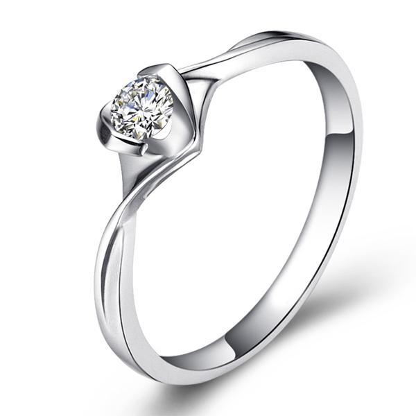 拥抱-白18K金钻石戒指
