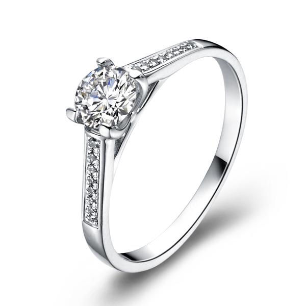 自由女神-白18K金钻石戒指