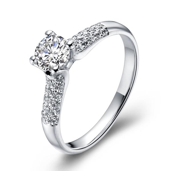 绮丽-白18K金钻石戒指