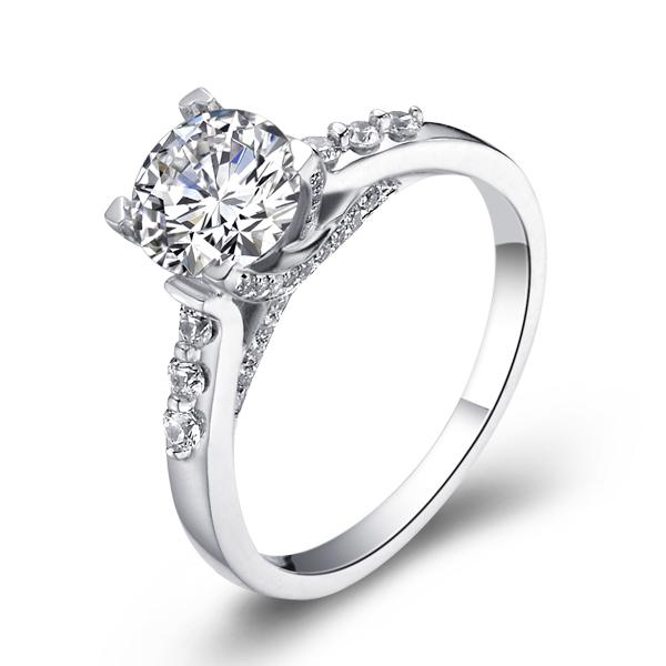 执子之手-白18K金钻石戒指