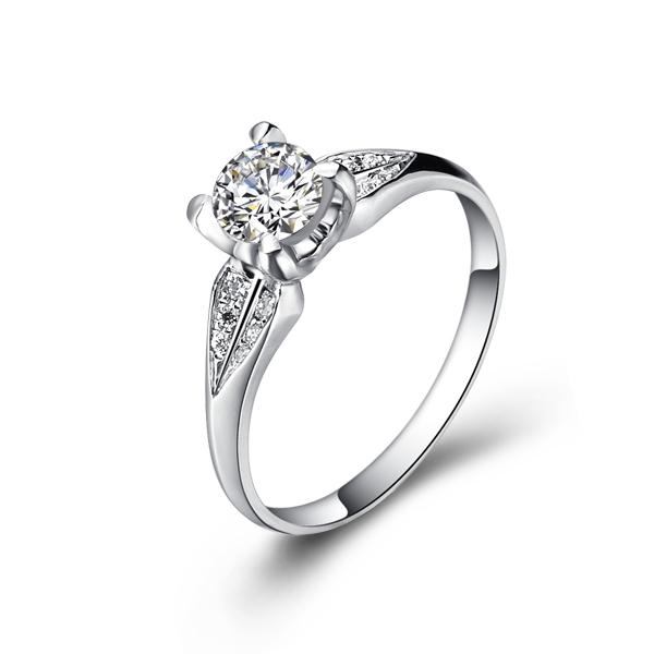 花&叶-白18K金钻石戒指