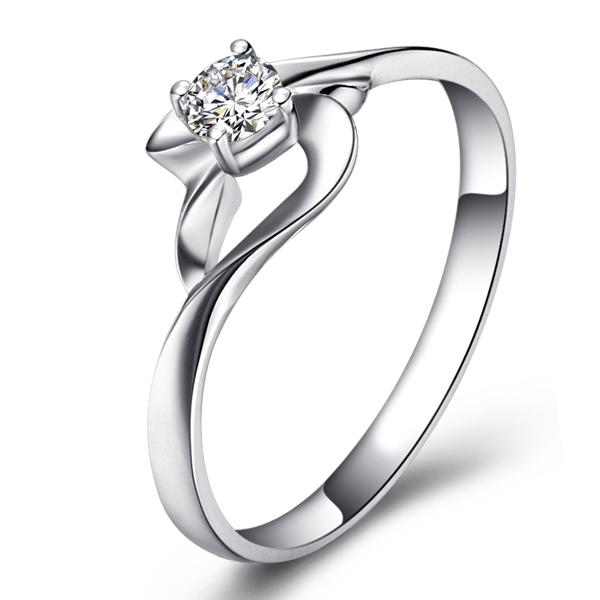 云梦-白18K金钻石戒指