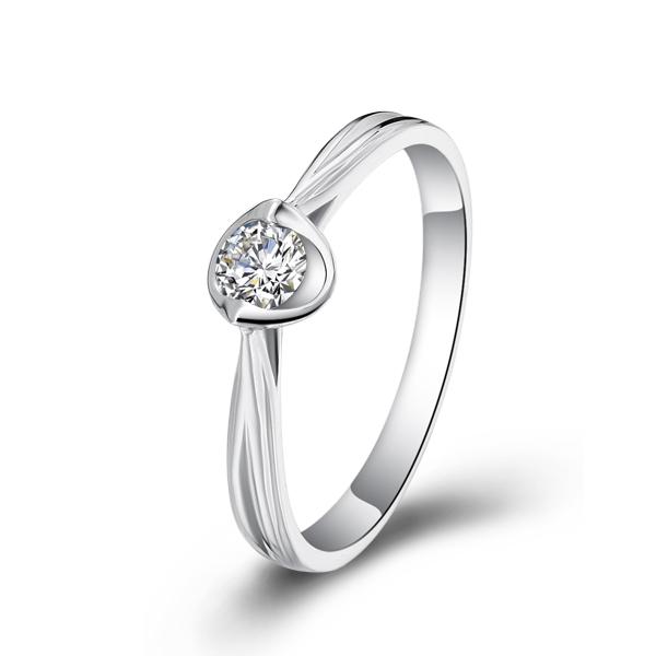 琴铉-白18K金钻石戒指