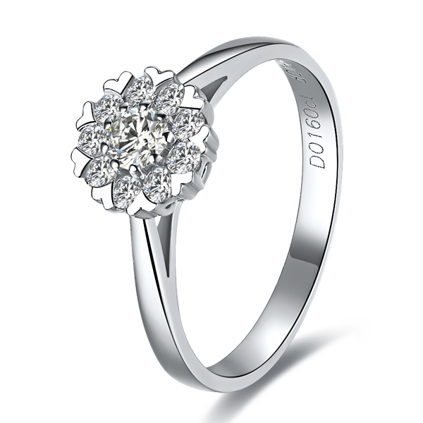 雪花-白18K金钻石戒指