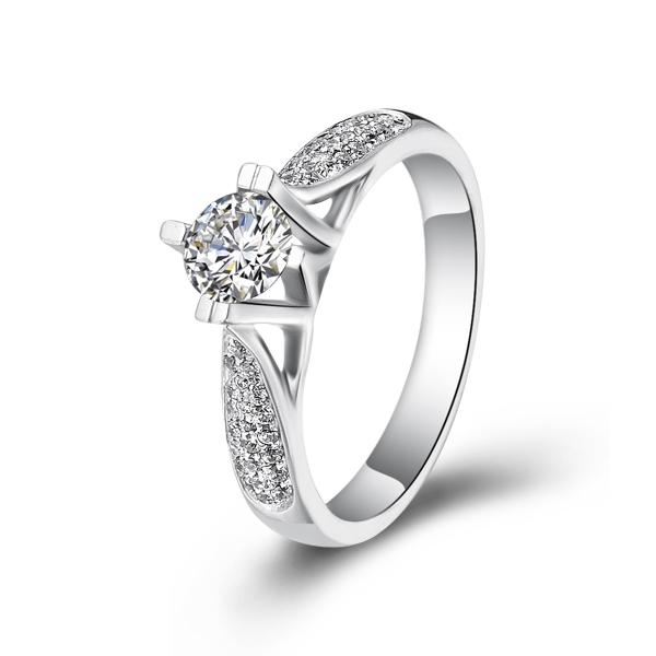 星星城堡-白18K金钻石戒指