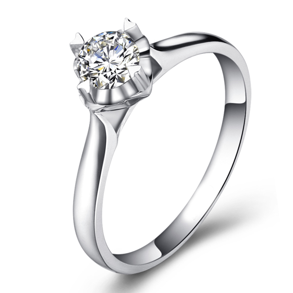 默默守候-白18K金钻石戒指