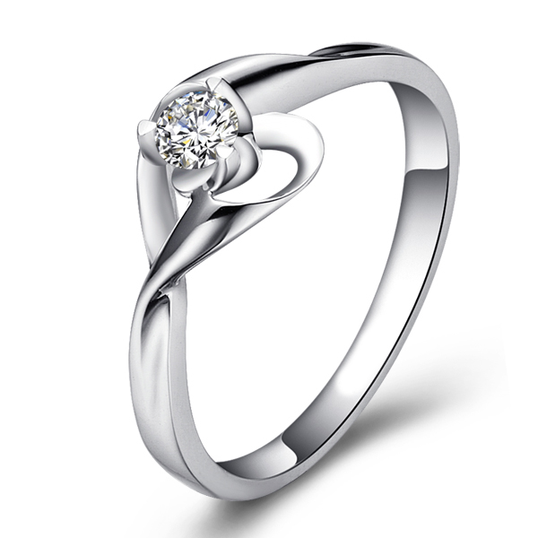 柔爱-白18K金钻石戒指