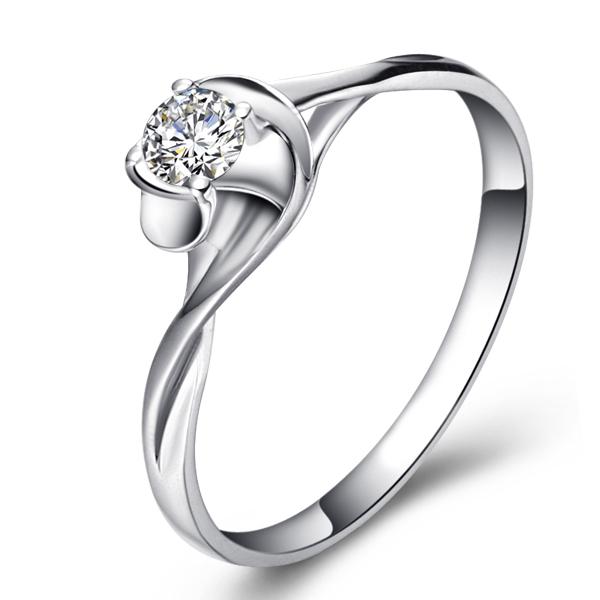 柔梦-白18K金钻石戒指