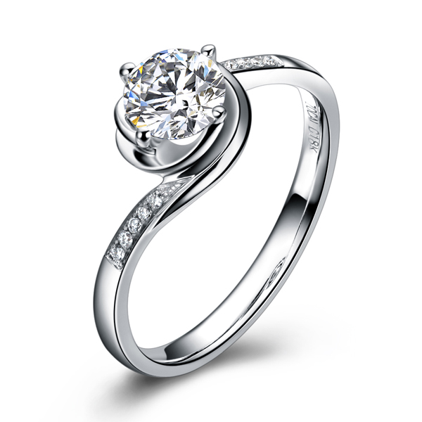 玫瑰人生-白18K金钻石戒指