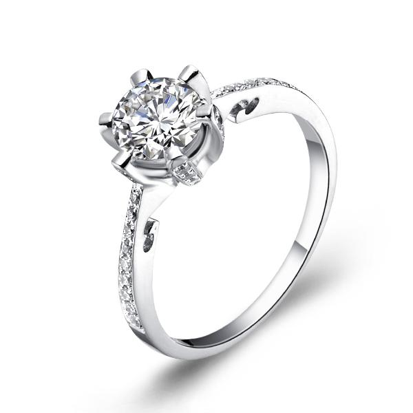 蓝莓之夜-白18K金钻石戒指