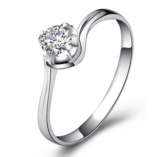 爱情-白18K金钻石戒指