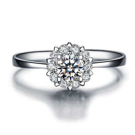 触电-白18K金钻石戒指