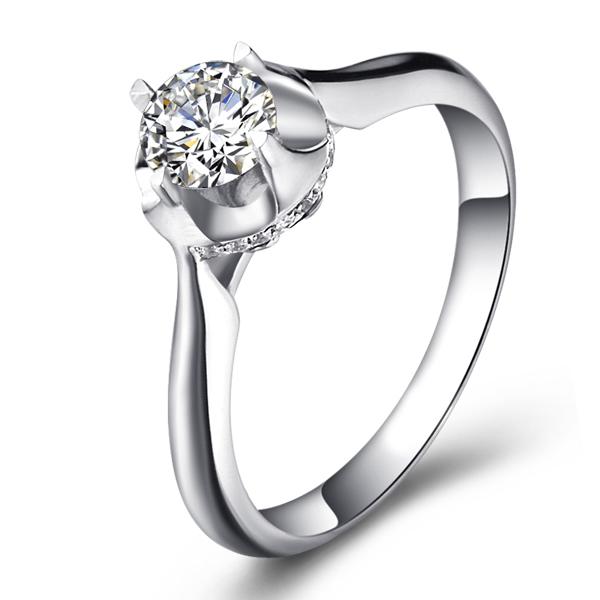 荷花淀-白18K金钻石戒指