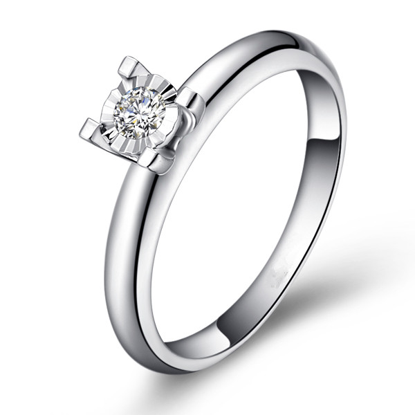 光芒-白18K金钻石戒指