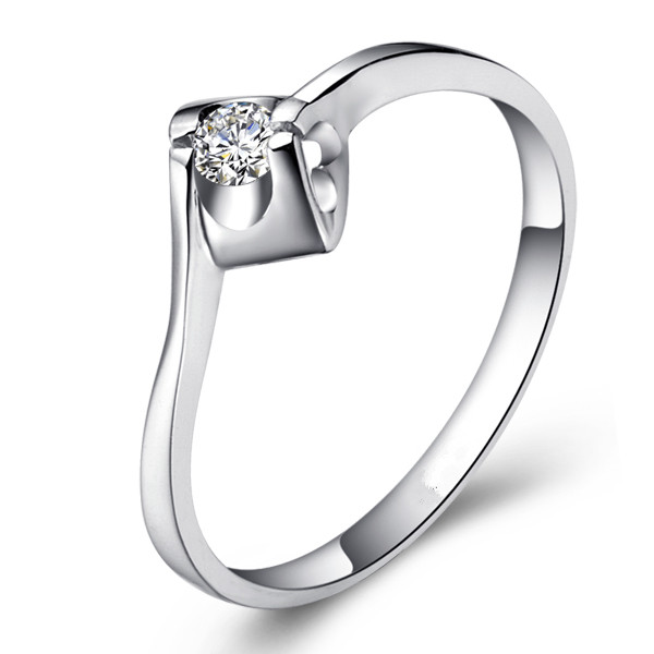 捧在手心-白18K金钻石戒指
