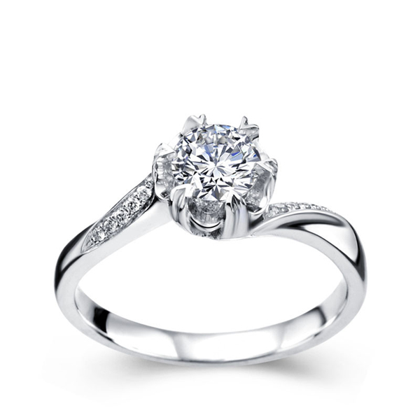 拥日之月-白18K金钻石戒指