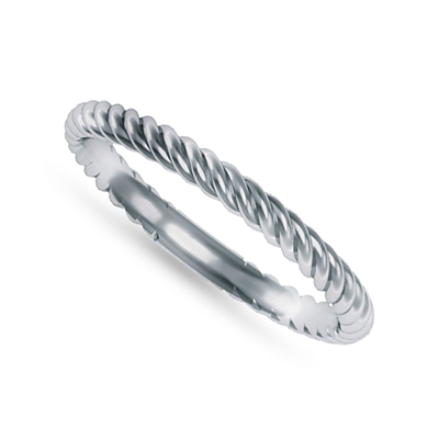 麻花素圈-白18K金钻石戒指