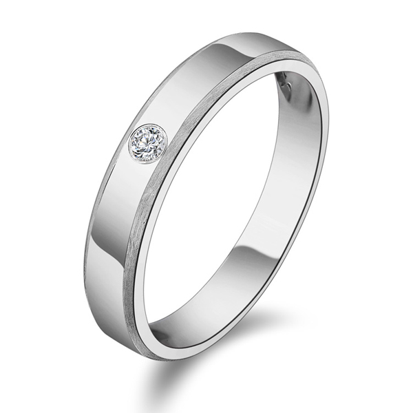 简约-白18K金钻石戒指