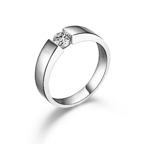 罗马-白18K金钻石戒指