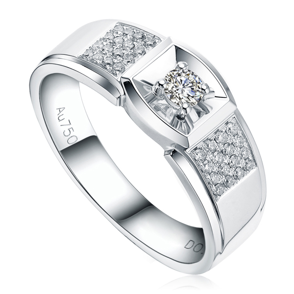 嘉年-白18K金钻石戒指