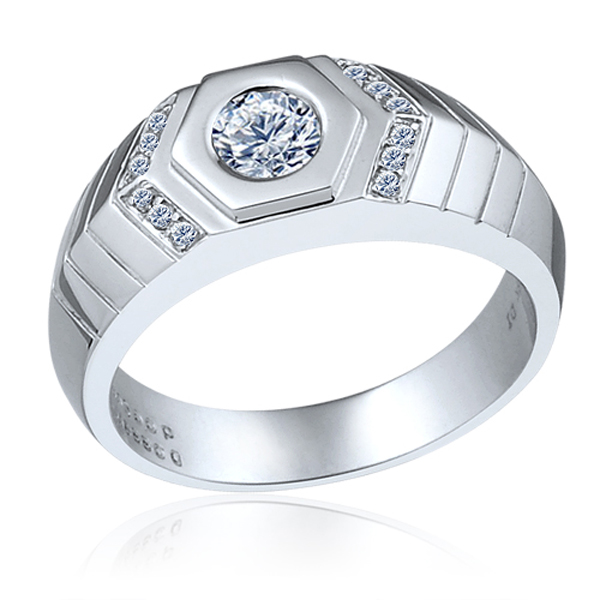 凯旋-白18K金钻石戒指