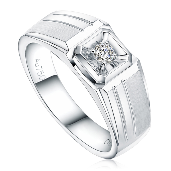 谋士-白18K金钻石戒指