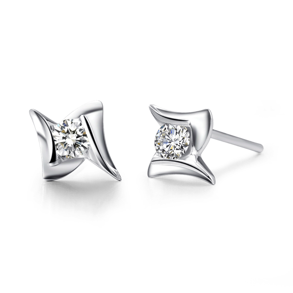 哈利波特-白18K金钻石耳钉