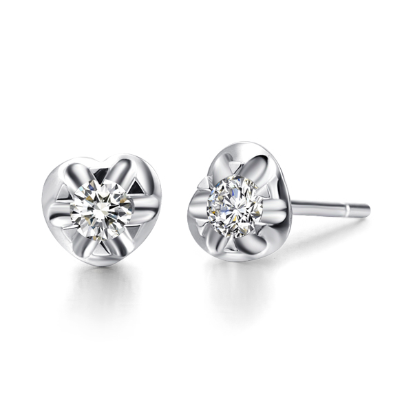 小甜蜜-白18K金钻石耳钉