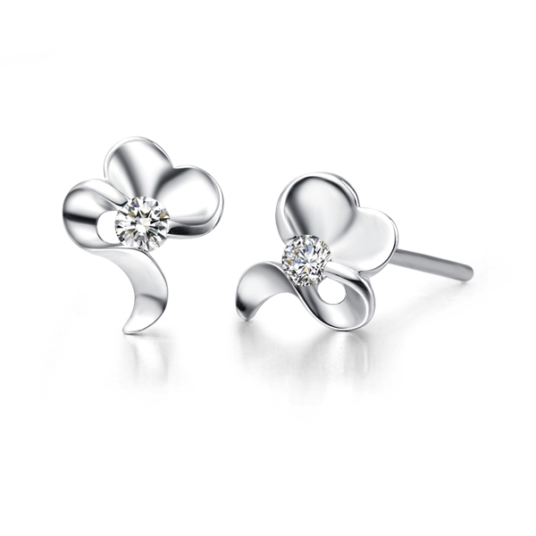 花畔-白18K金钻石耳钉