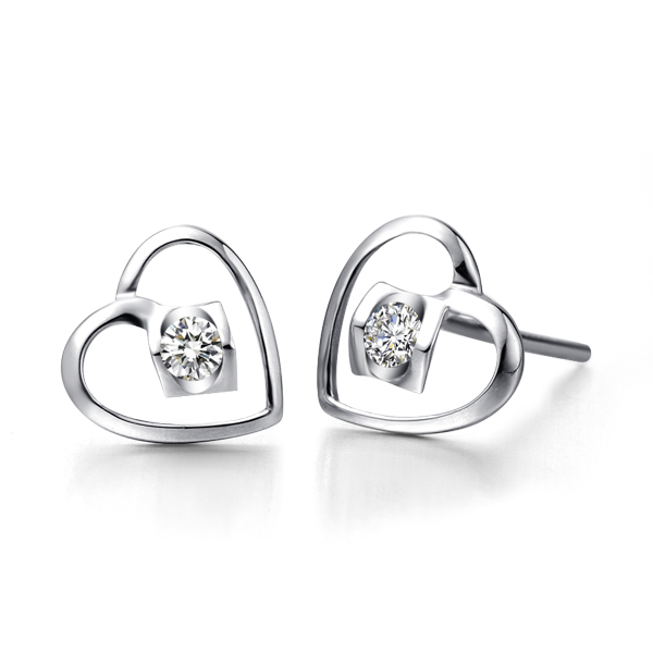 梦的回忆-白18K金钻石耳钉