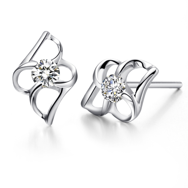 诉说-白18K金钻石耳钉