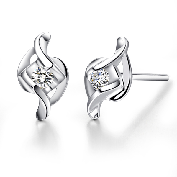 乐章-白18K金钻石耳钉