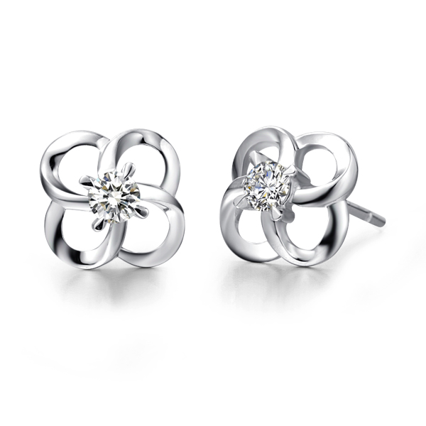 那个女孩-白18K金钻石耳钉