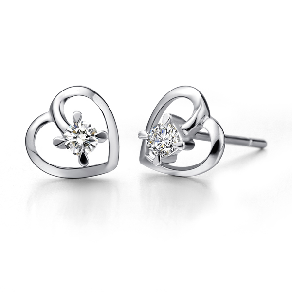心上人-白18K金钻石耳钉