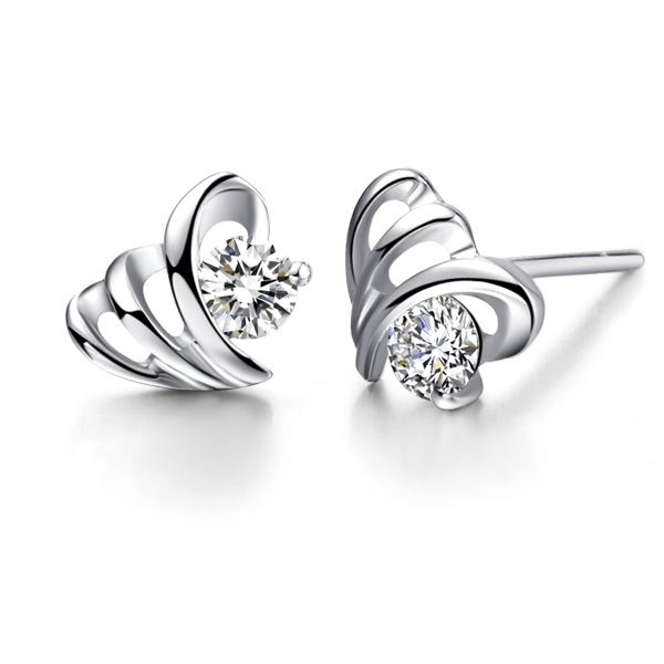 海螺-白18K金钻石耳钉