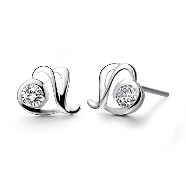 爱笑的眼睛-白18K金钻石耳钉