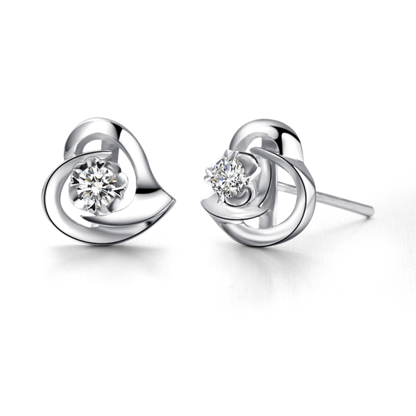 心爱-白18K金钻石耳钉