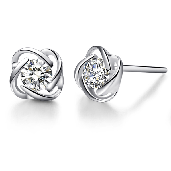 致青春-白18K金钻石耳钉