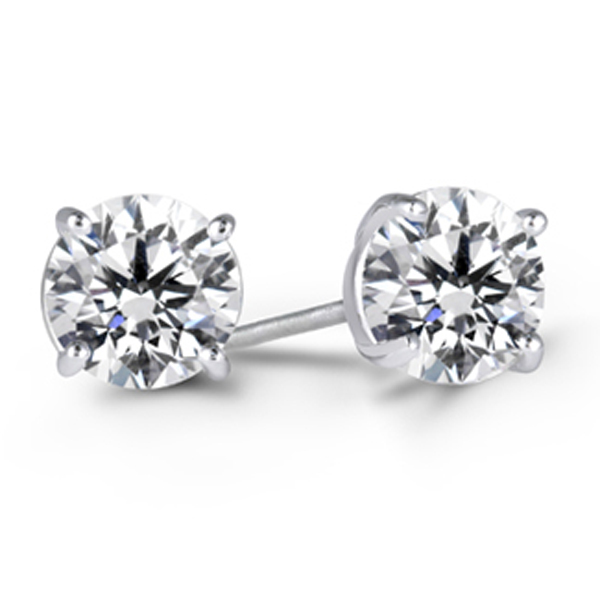 纯净-白18K金钻石耳钉