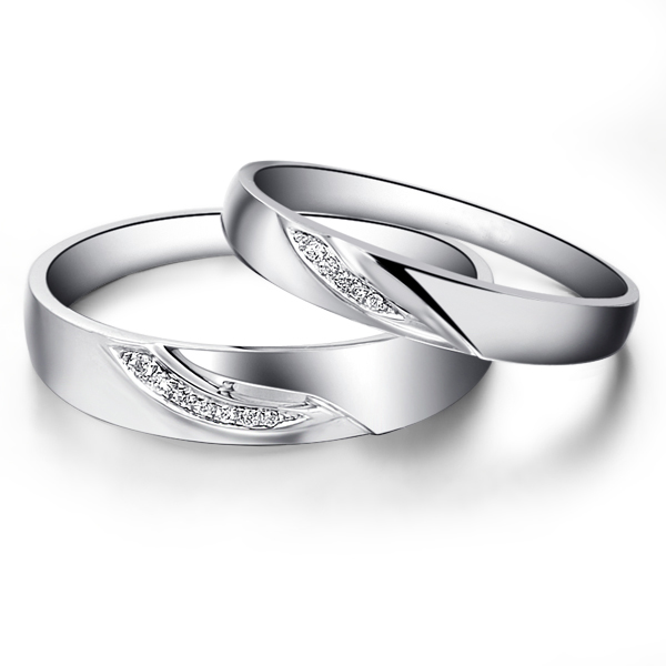 探戈-白18K金钻石对戒